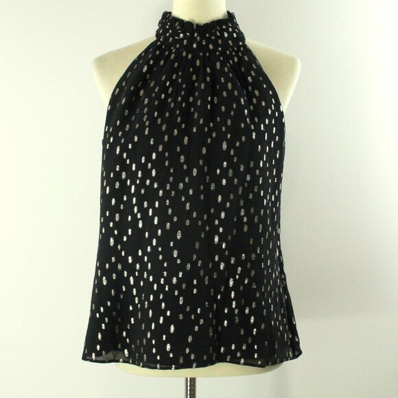Lilly Pulitzer Tops - Lilly Pulitzer Donita Black Metallic Gold Sparkle Print Sleeveless Halter Top 8